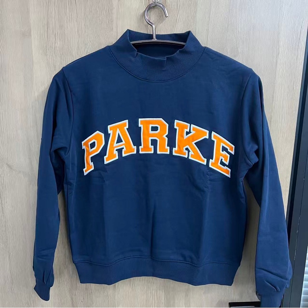 Parke Navy Crewneck Sweatshirt with Orange Applique